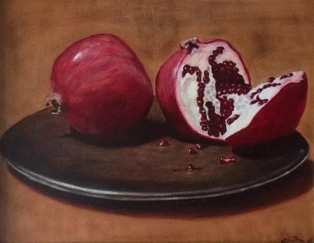 Elena Belkova; Pomegranates, 2005, Original Painting Oil, 11 x 14 inches. Artwork description: 241 The study of Flemish technique. Oil on canvas. The painting can include the frame for the extra cost. ...