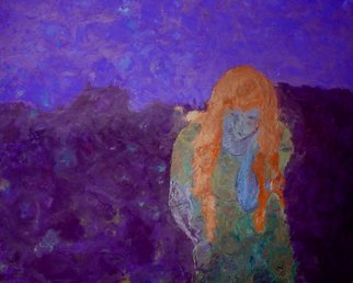 Bridget Busutil; Mermaid2, 2006, Original Painting Encaustic, 60 x 50 inches. Artwork description: 241  Encaustic on wood.Follow leavingThis Mermaid reflects her sadness of leaving.  She is bent under the weight of the suffering, , , , ...