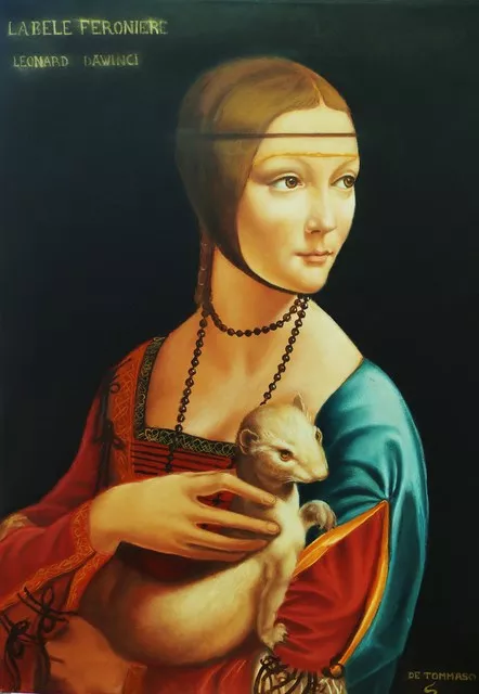 Salvatore  De Tommaso; La Dama Con Ermellino, 2017, Original Painting Other, 50 x 70 cm. Artwork description: 241 Riproduzione di leonardo da Vonci...