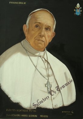 Salvatore  De Tommaso; Papa Francesco, 2017, Original Painting Oil, 50 x 70 cm. 