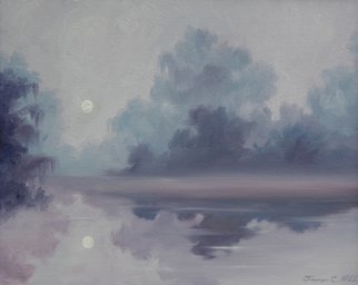 James Hill; Mystical Moonlight, 2009, Original Painting Oil, 14 x 11 inches. Artwork description: 241  Magical moonlight over water ...