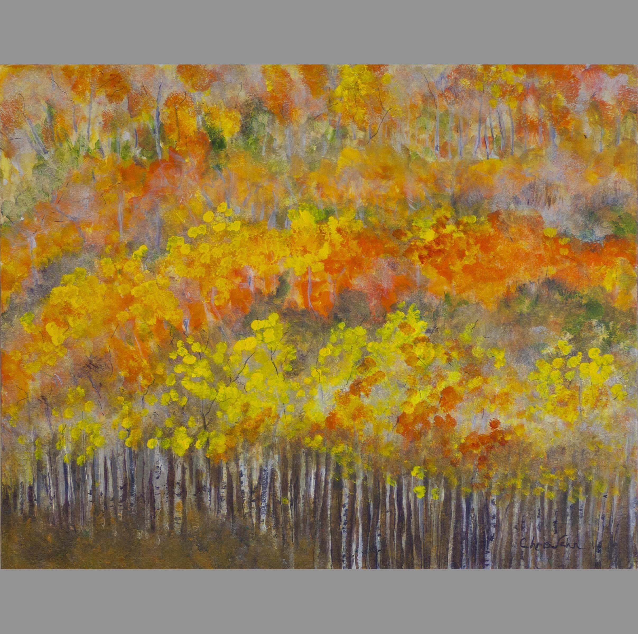 Chris Jehn; Aspen Mountain Side, 2016, Original Painting Acrylic, 20 x 16 inches. Artwork description: 241 In Colorado you often see panoramas of mountain sides with aspen trees. The colors and the layers are inspiring, and a challenge to paint. This is one of my favorite paintings. Original artwork by Chris Jehn...