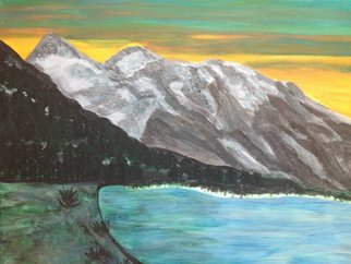 Lena Jones; At Peace, 2015, Original Painting Acrylic, 11 x 14 inches. Artwork description: 241  Ever enjoy the peace you feel by quiet mountains and waters? this will give you that feeling in your house! Done in acrylic and gloss on canvas. ...