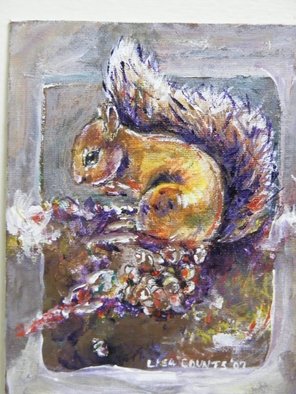 Lisa Counts; Squirrel, 2007, Original Painting Acrylic, 6 x 7 inches. 