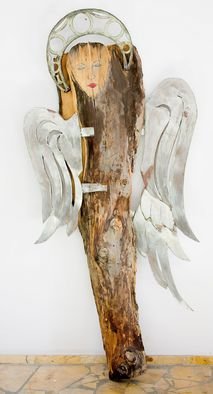 Czeslaw Nowakowski; Standing Angel, 2015, Original Sculpture Mixed, 50 x 190 cm. Artwork description: 241  wood and metal sculpture, expressionism, abstract  ...