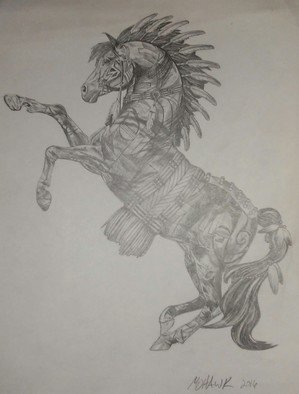 Matthew Lannholm; Apache Spirit Horse, 2016, Original Drawing Pencil, 8.5 x 11 inches. Artwork description: 241 Freehand drawing of a statuette I liked. It took me about 14 hours to finish...