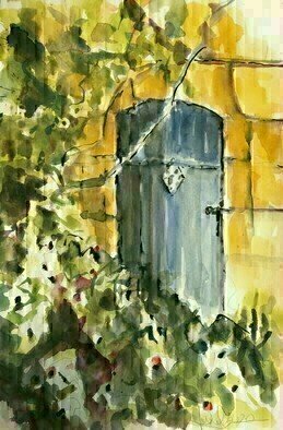 Daniel Clarke, 'Hidden Entrance', 2020, original Watercolor, 12 x 18  x 0.1 inches. Artwork description: 2703 The man who comes back through the Door in the Wall will never be quite the same as the man who went out. He will be wiser but less sure, happier but less self- satisfied, humbler in acknowledging his ignorance yet better equipped to understand the relationship ...