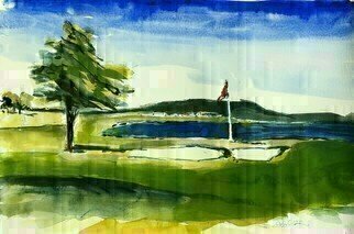 Daniel Clarke, 'Pebble Beach 18th Hole', 2020, original Watercolor, 22 x 15  x 0.1 inches. Artwork description: 3099 Combine a dramatic coastline and mystical forest with a rich history of world- class accommodations, warm hospitality, expert service and grand recreation. aEUR| ItaEURtms no wonder Pebble Beach Golf Course  has attracted extraordinary visitors throughout the history of Pebble Beach. From Samuel F. B. Morse to Clint ...
