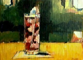 Daniel Clarke, 'Tall Cool One', 2017, original Painting Acrylic, 16 x 12  x 0.2 inches. Artwork description: 5079 Tall Cool One enjoyed before a lovely evening in my local Bistro.  The elegant colors of my drink forgo the intrigue of the evening.Acrylic on board bar scene still life...