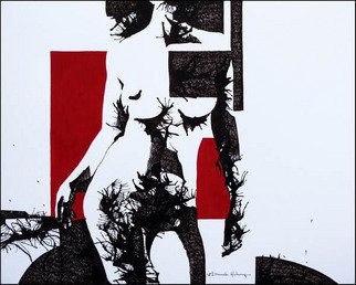 Daniela Huhurez; Nude, 2008, Original Drawing Pen, 49 x 39 cm. Artwork description: 241  ink on paper ...