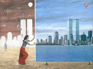 Nick Darastean; Saving The Picture Of NYC, 2003, Original Painting Oil, 68 x 50 cm. Artwork description: 241 