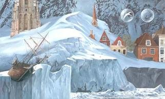 Nick Darastean; The Frozen World, 2003, Original Painting Oil, 88 x 40 cm. 
