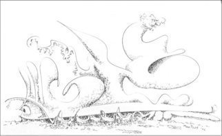Dave Martsolf, 'Heavy Load', 2002, original Drawing Pen, 11.5 x 7.5  inches. Artwork description: 8643  Many ofthese figures remind me of Fantasia type forms that weaved and bobbed around doing dance gyrations. ...