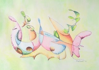 Dave Martsolf, 'Music', 2010, original Watercolor, 10 x 7  inches. Artwork description: 7455 This abstract reminds me of music.  Abstract, watercolor, music, martsolf, surreal, enlightenment, curves, drawing, sketch, colored, color, colorful...