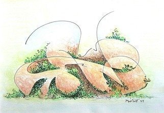 Dave Martsolf, 'Potsherds', 2017, original Drawing Pencil, 6.5 x 4.5  inches. Artwork description: 5475 pot, potsherds, still, life, orange, red, green, terra cotta, plants, planter, vegetation, leaves, abstract...