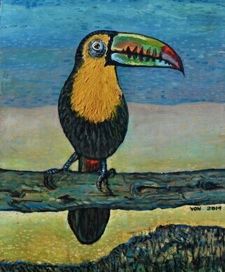Vincent Von Frese; Toucan Fun, 2014, Original Painting Oil, 16 x 20 inches. Artwork description: 241 Toucan is a favorite bird who appears comical and is a colorful member of the tropical rain forest of South American Pan Amazonan world. ...