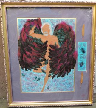 Dawn Eve; Gayngel, 2016, Original Mixed Media, 18 x 24 inches. Artwork description: 241  Male older Angel w wings of real feathers28 x 32 framed. ...
