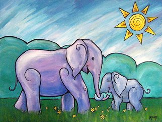 Melody Greenlief; As Big As Mothers Love, 2009, Original Painting Acrylic, 16 x 12 inches. Artwork description: 241  A brightly colored big momma elephant gives her baby a caress. I was inspired to paint this while telling my little boy how much I love him. ...