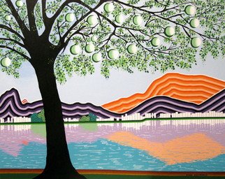 Diana Doctorovich; Lagoa Carioca, 2011, Original Painting Acrylic, 100 x 80 cm. Artwork description: 241  lagoon, mountain         ...