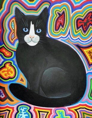 Diana Doctorovich; Mirada Em Azul, 2009, Original Painting Acrylic, 60 x 50 cm. Artwork description: 241  cat, animal, blue eyes   ...
