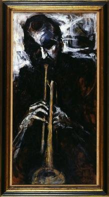 Domingo Garcia; The Trumpet Player, 1960, Original Painting Oil, 40 x 24 feet. Artwork description: 241  Collection: Museo de Arte de Ponce, Puerto Rico ...