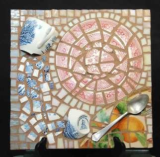 Jerry Reynolds; Tea With Mrs Keeling, 2019, Original Mosaic, 12 x 12 inches. Artwork description: 241 Pique Assiette...