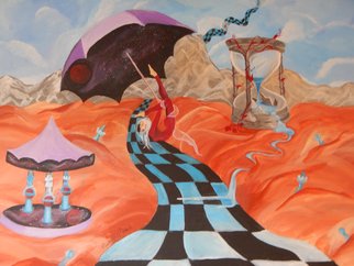 Michelle Morine; Drifting Through Time, 2010, Original Painting Acrylic, 4 x 3 feet. Artwork description: 241 umbrella, hourglass, space, unusual...
