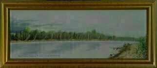 Lou Posner, 'The Wabash River Storm Co...', 2000, original Painting Oil, 28 x 10  x 1 inches. Artwork description: 2703  The Wabash River at New Harmony, Indiana.  Referred to in tune titled, Indiana. . . .  when I dream about the moonlight on the Wabash, then I yearn for my Indiana home.  Professionally custom framed in gold.  ...