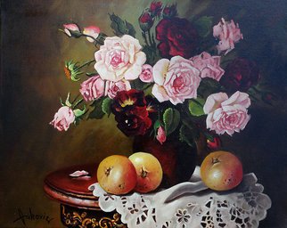 Dusan Vukovic; Roses, 2012, Original Painting Oil, 40 x 50 cm. Artwork description: 241  realism, roses, bouquet, flowers, still life...