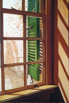 Edna Schonblum, 'Windows Serie Open Green', 2014, original Painting Oil, 40 x 60  x 3 cm. 