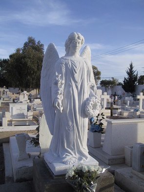 Andrew Wielawski; El Angel De La Ultima Voluntad, 2009, Original Sculpture Stone, 2 x 6 feet. Artwork description: 241  The title means, 'Angel of the Last Wish' , and was in fact the last desire of the man buried beneath it. He also wanted his tomb and remains to be carried to his home town of Delicias, Mexico. His last wishes were fully taken care of by ...