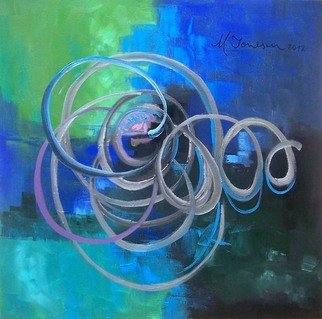 Mihaela  Ionescu; Fusion In Blue, 2012, Original Painting Acrylic, 60 x 60 cm. Artwork description: 241 Acrylic on stretched canvas, it is framed, one of a kind art. The colors could be slightly different from the screen to the original one. Every painting is signed and comes with a Certificate of Authenticity and it will be carefully packaged to ensure it reaches you ...