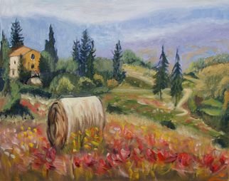 Elena Sokolova; Haystack At Poppi, 2015, Original Painting Oil, 50 x 40 cm. Artwork description: 241  Landscape with a haystack...