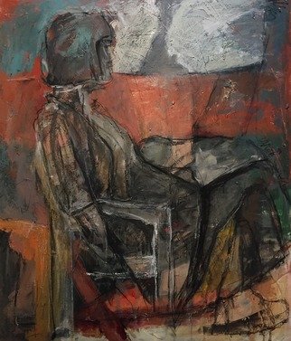 Elham Ghorbani; Untitled, 2016, Original Painting Acrylic, 60 x 70 cm. Artwork description: 241 Sitting woman, is a subject which art had been experienced it during different periods of history From classic to modern painters  and at times, due to insistence on this subject, it had been extended to a dispute is various fields.Me, far away from all social and ...