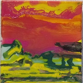 Elizabeth Griffith; Desert Sun , 2014, Original Painting Oil, 5 x 5 inches. Artwork description: 241  Drip oil painting, no brushes used. ...