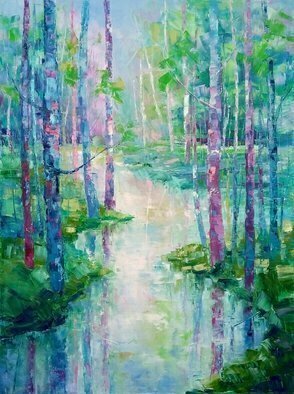 Emilia Milcheva; Spring Is Speaking In Pink, 2019, Original Painting Oil, 60 x 80 cm. Artwork description: 241 The spring season gives a pictorial palette of colors. Vivid color nuances are floating in the air and reflecting in tree trunks and water surfaces. There is kind of magic in springtime sceneries, feels like the Nature is finally revealing her long- time hidden secret, and gives ...