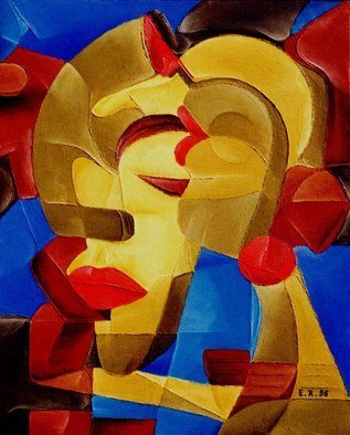 Erika Rickenbacher - Era Rika; Kissed By The Music, 1996, Original Painting Acrylic, 40 x 50 cm. Artwork description: 241  original titleEmbrassA(c)e par la musique ...