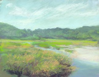 E S Desanna; Tidewater, 2011, Original Pastel, 12.7 x 9.5 inches. Artwork description: 241  Late morning at Paines Creek, a tributary of Cape Cod Bay. This piece was painted on a warm day in late September as the tide came in. ...