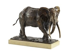 Heinrich Filter; Tusker Elephant Bull In Bronze, 2023, Original Sculpture Bronze, 20 x 21 cm. Artwork description: 241 Once roaming throughout Africa, great tuskers are now seen less and less.  A tribute to a majestic creature that represents the soul of Africa. ...