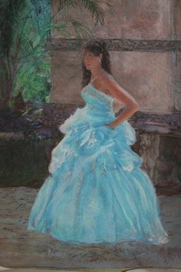 Frederick Kocen Jr; VICAIZA, 2009, Original Pastel, 15 x 10 inches. Artwork description: 241    Young woman with blue dress on the grounds of Vicaiza, Florida   ...
