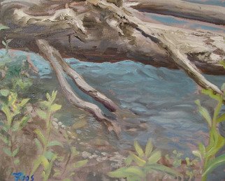 James Foos; Rainforest Runoff, 2008, Original Painting Oil, 8 x 5 inches. Artwork description: 241  This is a small zoomed in second of the Hoh river in the the Hoh Rainforest ...
