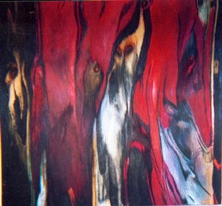 Franziska Turek, 'Occult Life In Red', 2002, original Painting Oil, 51 x 51  x 2 cm. 