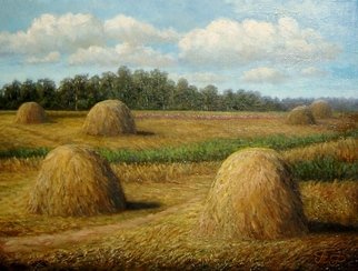 Tatiana Fruleva; Rick, 2012, Original Painting Oil, 15.8 x 11.8 inches. Artwork description: 241 Landscape with haystacks in the style of an ideal of realism. The picture has a warm, positive energy and gives a therapeutic effect....