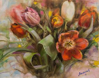 Anastasia Gardiner; Tulips, 2014, Original Painting Oil, 11.8 x 9.4 inches. Artwork description: 241   Oil on board. This painting is not framed. More paintings at www. anastasiagardinerart. comThank you for looking! ...
