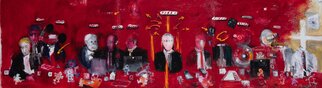 Georg Redzek; The Last Supper, 2022, Original Painting Oil, 178 x 51.6 inches. Artwork description: 241 The Last Supper of corporation and represents video game.  Painting also shows man of interest. ...