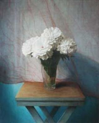 Karen Parker; Peonies, 2005, Original Painting Oil, 40 x 60 inches. Artwork description: 241 White Peonies in a dramatic light....