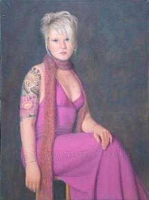 Karen Parker; Pink Heather, 2005, Original Painting Oil, 30 x 40 inches. Artwork description: 241 Portrait of a young woman with tattoos....
