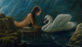 Rapiti Giovanni; Leda And The Swan, Platonic, 2008, Original Painting Oil, 80 x 45 cm. 