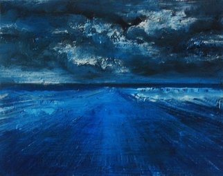 Goran Petmil; WINTER STORM, 2013, Original Painting Oil, 20 x 16 inches. Artwork description: 241  THE BEACH, PAINTING OF THE BEACH IN THE WINTER. STORMY SAKY. THE HORIZON, OIL ON CANVAS   ...
