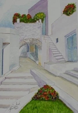 Ghassan Rached; Village Architecture, 1998, Original Watercolor, 28 x 40 cm. Artwork description: 241 Watercolor paintimg by Ghassan Rached...